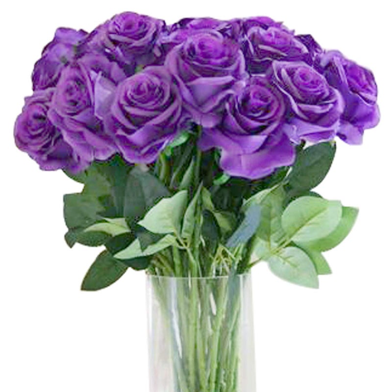 Bringsine Premium Artificial Fake Rose Flowers for Home decorations Bridal Wedding Bouquet Birthday Bunch Hotel Party Garden Floral Decor-Purple - Image 1
